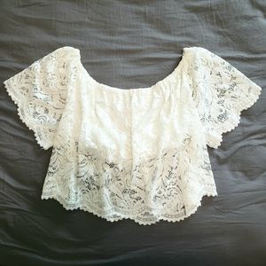 Ambiance Lace Crop Top White S